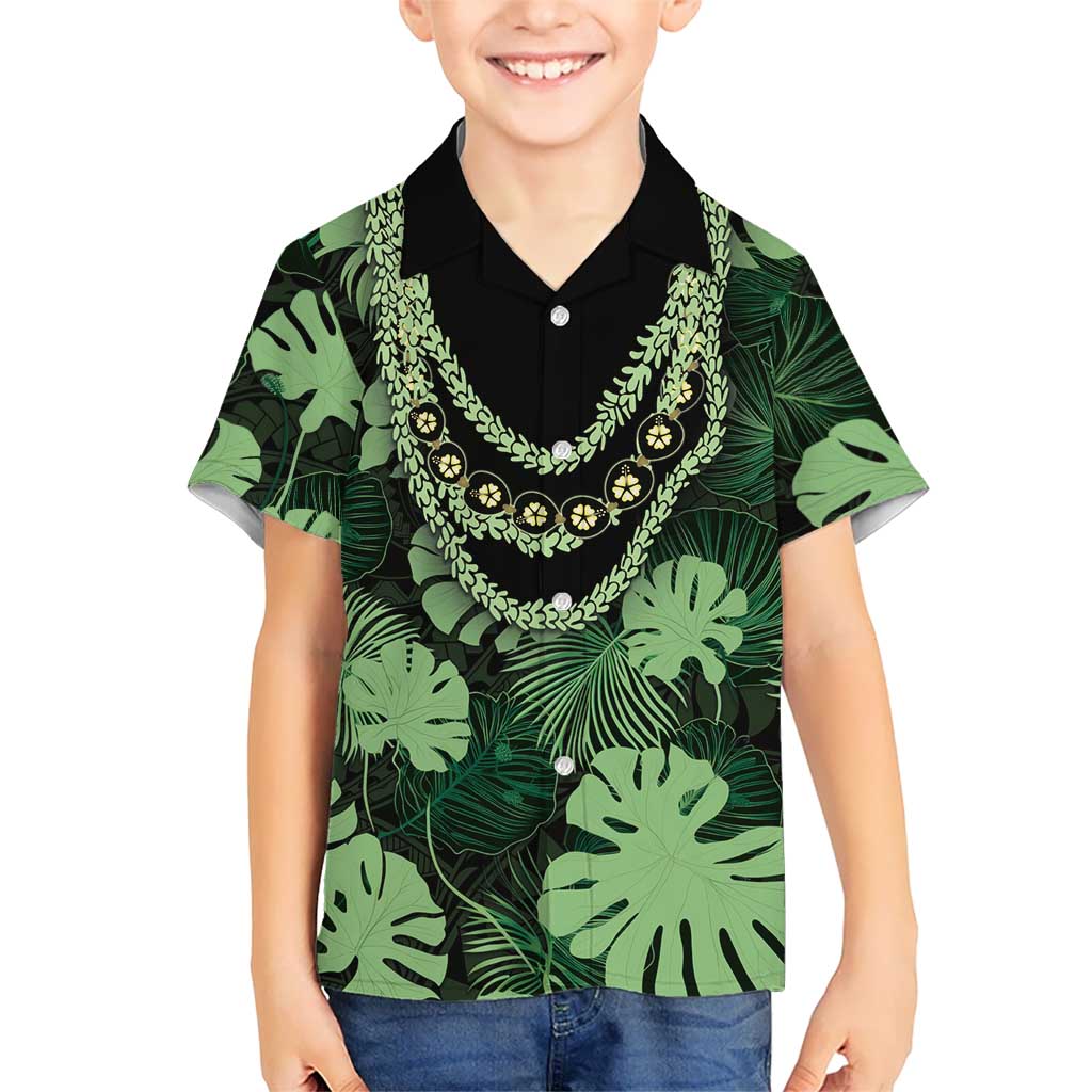 Green Hawaii Kukui Nut Lei Hawaiian Shirt Hawaiian Pattern Monstera Tropical Vibes - Polynesian Pride