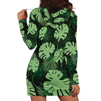 Green Hawaii Kukui Nut Lei Hoodie Dress Hawaiian Pattern Monstera Tropical Vibes - Polynesian Pride