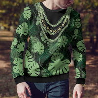 Green Hawaii Kukui Nut Lei Ugly Christmas Sweater Hawaiian Pattern Monstera Tropical Vibes - Polynesian Pride