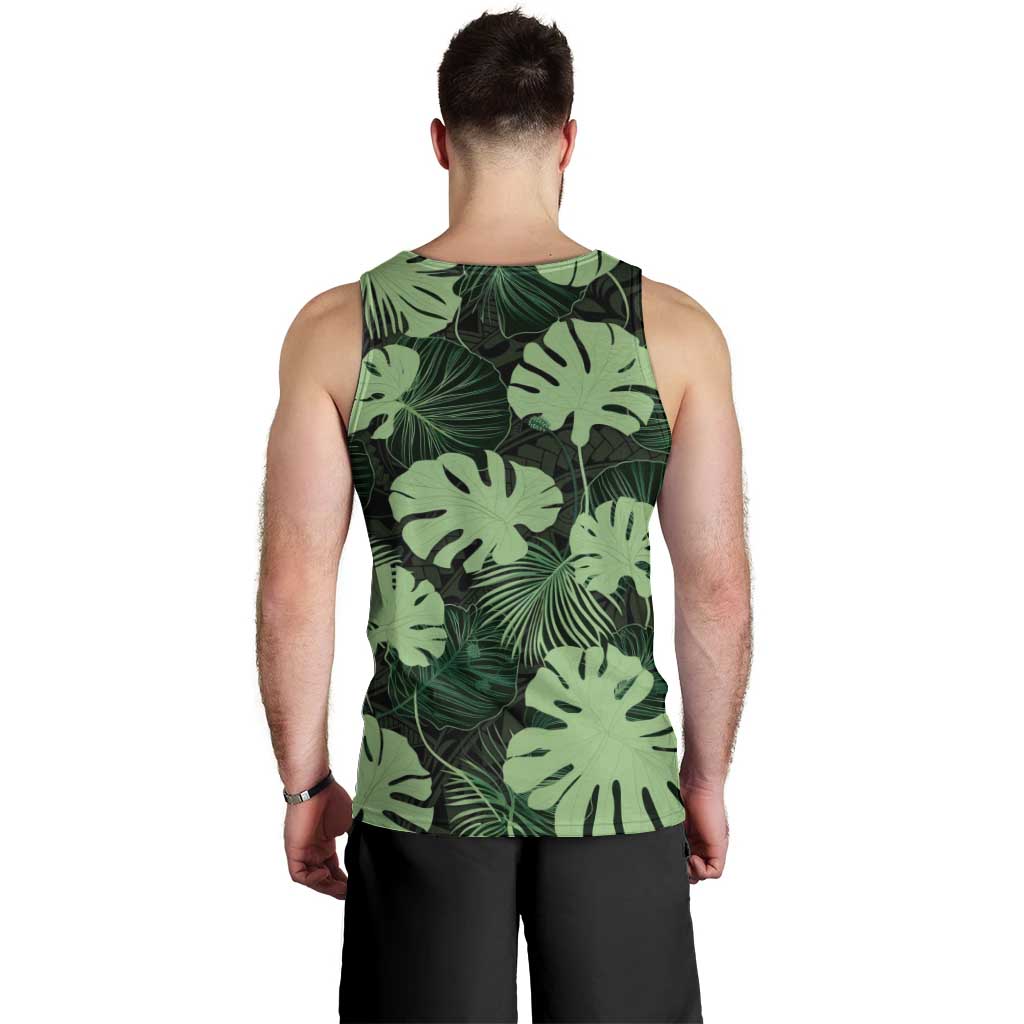 Green Hawaii Kukui Nut Lei Men Tank Top Hawaiian Pattern Monstera Tropical Vibes - Polynesian Pride
