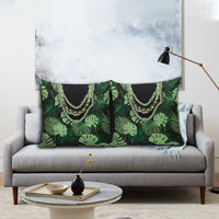 Green Hawaii Kukui Nut Lei Pillow Cover Hawaiian Pattern Monstera Tropical Vibes - Polynesian Pride