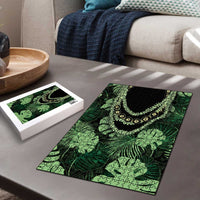 Green Hawaii Kukui Nut Lei Puzzle Hawaiian Pattern Monstera Tropical Vibes - Polynesian Pride