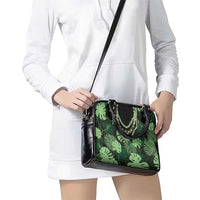 Green Hawaii Kukui Nut Lei Shoulder Handbag Hawaiian Pattern Monstera Tropical Vibes - Polynesian Pride