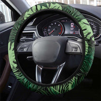 Green Hawaii Kukui Nut Lei Steering Wheel Cover Hawaiian Pattern Monstera Tropical Vibes - Polynesian Pride