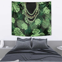 Green Hawaii Kukui Nut Lei Tapestry Hawaiian Pattern Monstera Tropical Vibes - Polynesian Pride