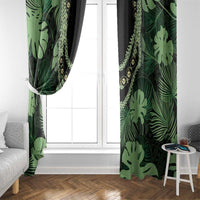 Green Hawaii Kukui Nut Lei Window Curtain Hawaiian Pattern Monstera Tropical Vibes - Polynesian Pride