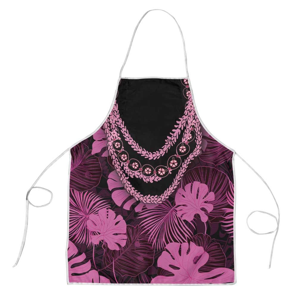 Pink Hawaii Kukui Nut Lei Apron Hawaiian Pattern Monstera Tropical Vibes - Polynesian Pride