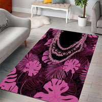 Pink Hawaii Kukui Nut Lei Area Rug Hawaiian Pattern Monstera Tropical Vibes - Polynesian Pride