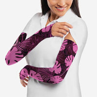 Pink Hawaii Kukui Nut Lei Arm Sleeves Hawaiian Pattern Monstera Tropical Vibes - Polynesian Pride