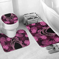 Pink Hawaii Kukui Nut Lei Bathroom Set Hawaiian Pattern Monstera Tropical Vibes - Polynesian Pride