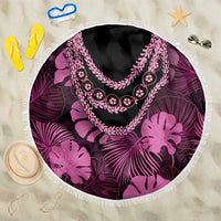 Pink Hawaii Kukui Nut Lei Beach Blanket Hawaiian Pattern Monstera Tropical Vibes - Polynesian Pride