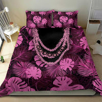 Pink Hawaii Kukui Nut Lei Bedding Set Hawaiian Pattern Monstera Tropical Vibes - Polynesian Pride