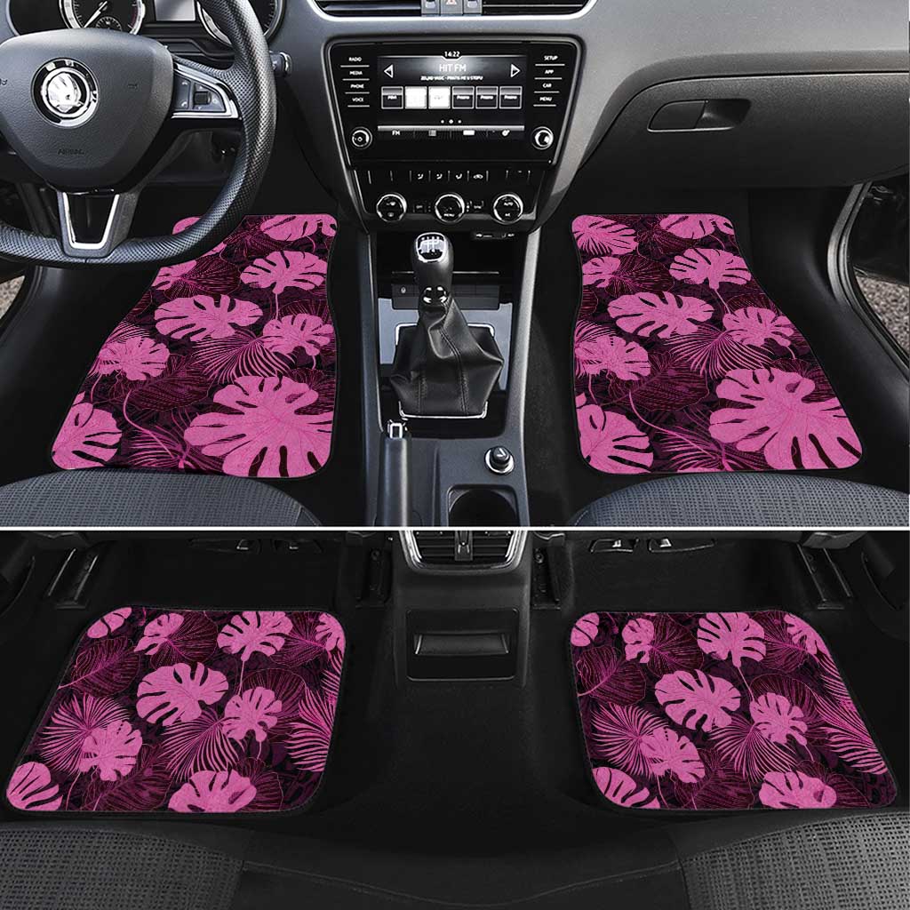 Pink Hawaii Kukui Nut Lei Car Mats Hawaiian Pattern Monstera Tropical Vibes - Polynesian Pride