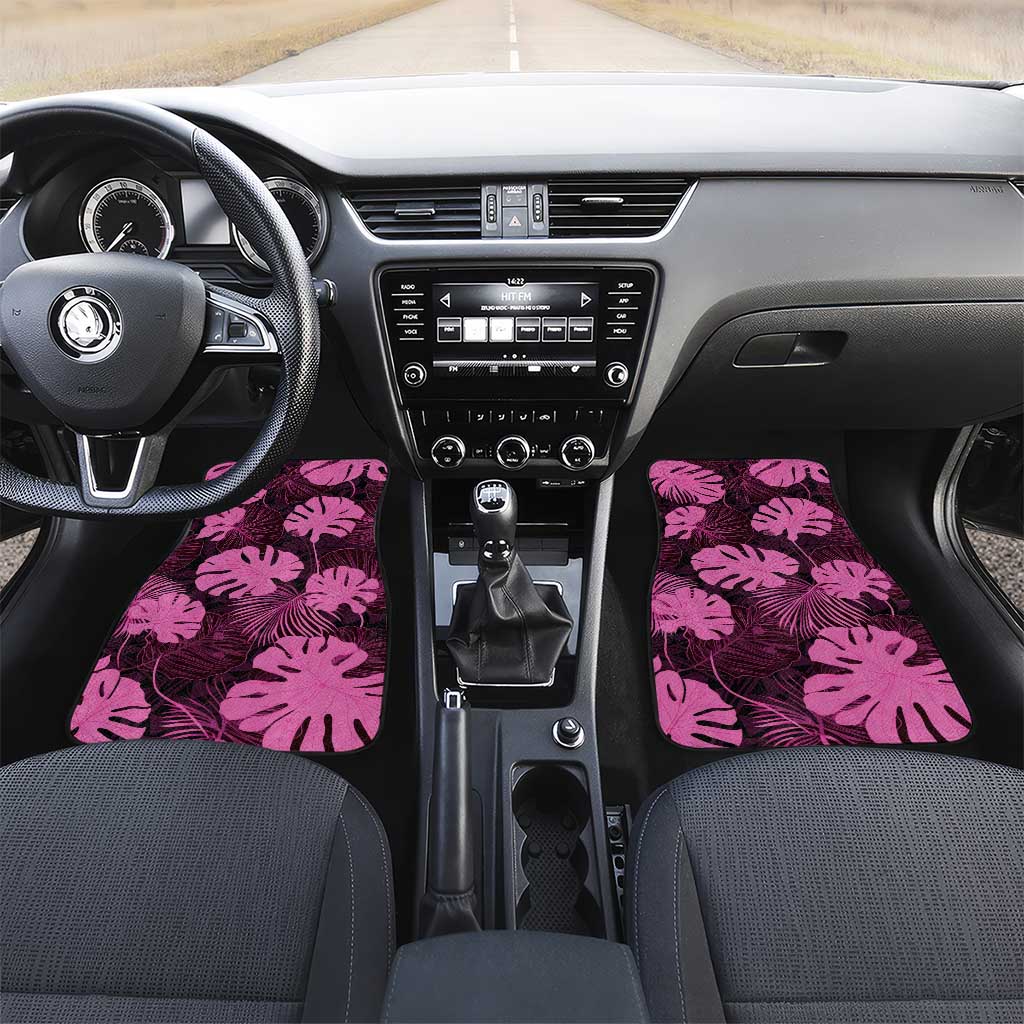 Pink Hawaii Kukui Nut Lei Car Mats Hawaiian Pattern Monstera Tropical Vibes - Polynesian Pride