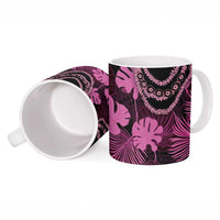 Pink Hawaii Kukui Nut Lei Ceramic Mug Hawaiian Pattern Monstera Tropical Vibes - Polynesian Pride