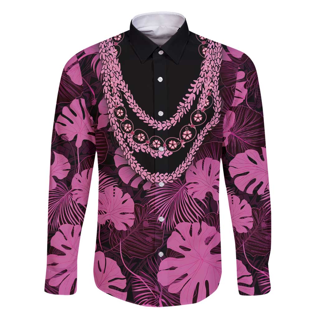 Pink Hawaii Kukui Nut Lei Family Matching Puletasi and Hawaiian Shirt Hawaiian Pattern Monstera Tropical Vibes - Polynesian Pride