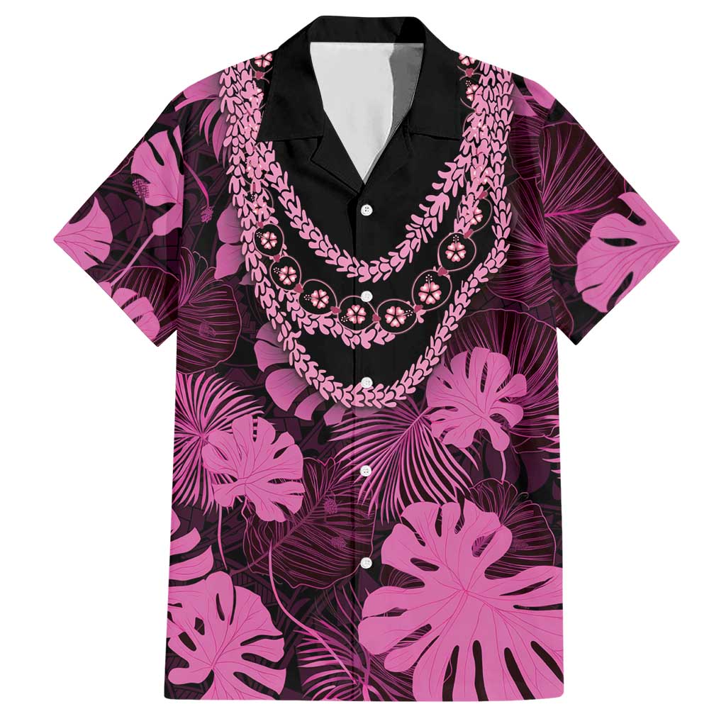 Pink Hawaii Kukui Nut Lei Hawaiian Shirt Hawaiian Pattern Monstera Tropical Vibes LT14 Pink - Polynesian Pride