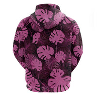 Pink Hawaii Kukui Nut Lei Hoodie Hawaiian Pattern Monstera Tropical Vibes - Polynesian Pride