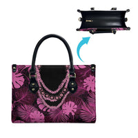 Pink Hawaii Kukui Nut Lei Leather Bag Hawaiian Pattern Monstera Tropical Vibes - Polynesian Pride