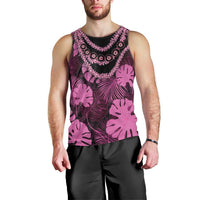 Pink Hawaii Kukui Nut Lei Men Tank Top Hawaiian Pattern Monstera Tropical Vibes - Polynesian Pride