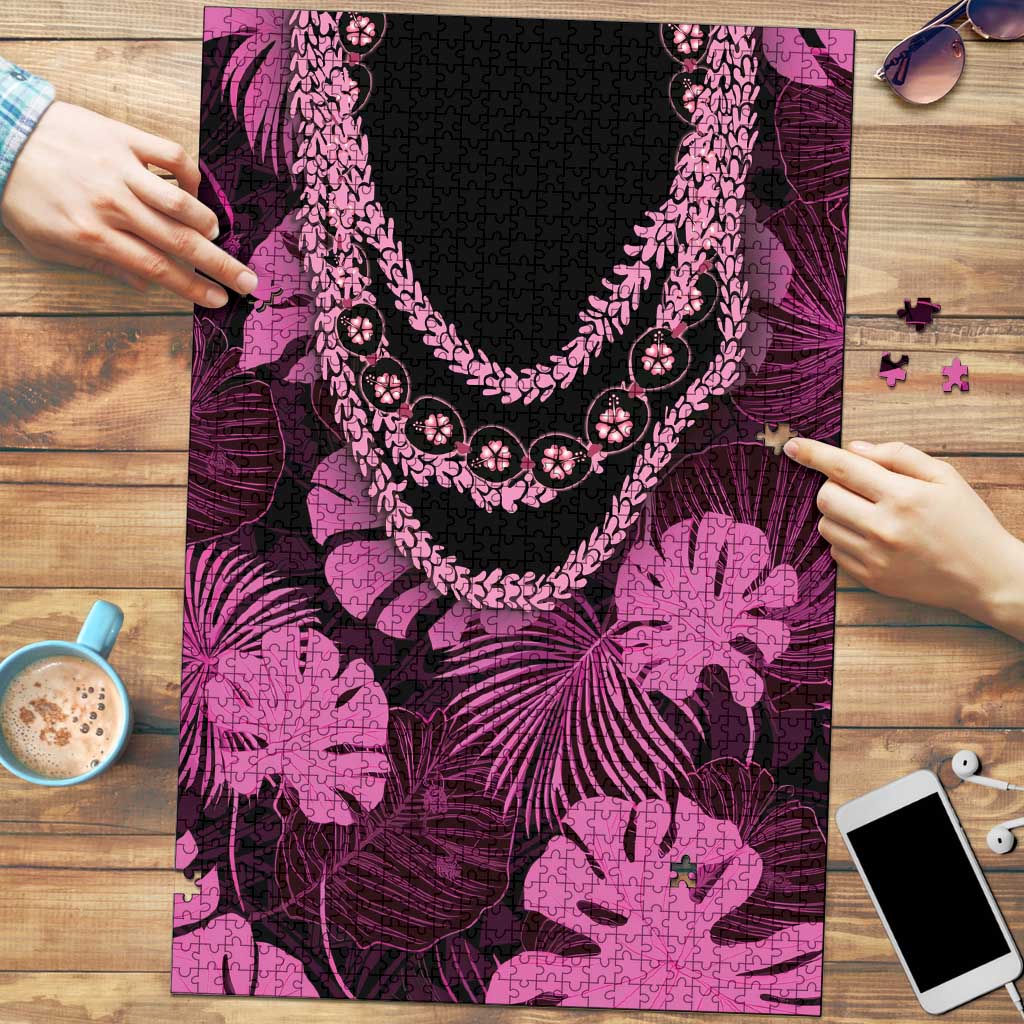 Pink Hawaii Kukui Nut Lei Puzzle Hawaiian Pattern Monstera Tropical Vibes LT14 Pink - Polynesian Pride