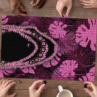 Pink Hawaii Kukui Nut Lei Puzzle Hawaiian Pattern Monstera Tropical Vibes - Polynesian Pride
