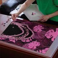 Pink Hawaii Kukui Nut Lei Puzzle Hawaiian Pattern Monstera Tropical Vibes - Polynesian Pride