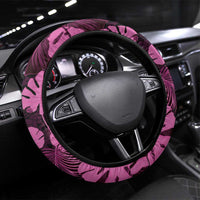 Pink Hawaii Kukui Nut Lei Steering Wheel Cover Hawaiian Pattern Monstera Tropical Vibes - Polynesian Pride