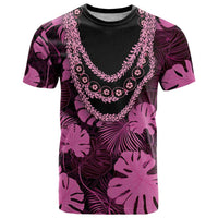 Pink Hawaii Kukui Nut Lei T Shirt Hawaiian Pattern Monstera Tropical Vibes - Polynesian Pride