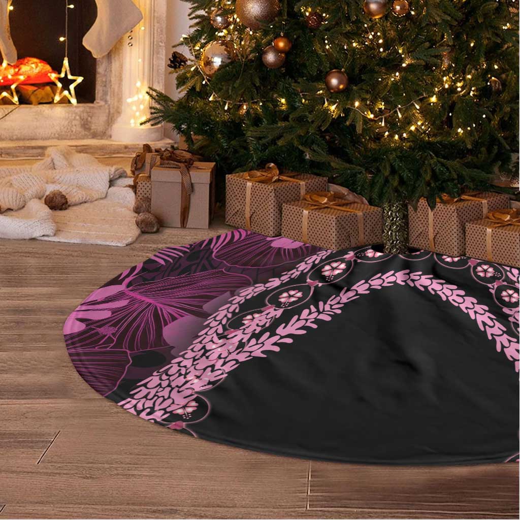 Pink Hawaii Kukui Nut Lei Tree Skirt Hawaiian Pattern Monstera Tropical Vibes - Polynesian Pride
