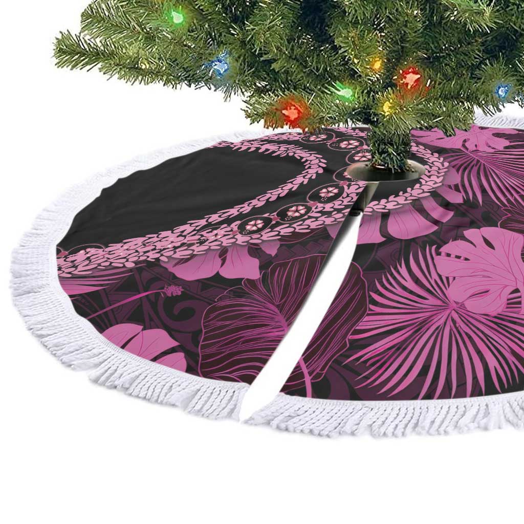 Pink Hawaii Kukui Nut Lei Tree Skirt Hawaiian Pattern Monstera Tropical Vibes - Polynesian Pride