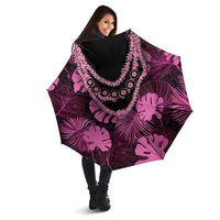Pink Hawaii Kukui Nut Lei Umbrella Hawaiian Pattern Monstera Tropical Vibes - Polynesian Pride