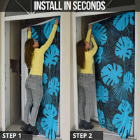 Blue Hawaii Kukui Nut Lei Door Cover Hawaiian Pattern Monstera Tropical Vibes - Polynesian Pride