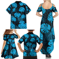 Blue Hawaii Kukui Nut Lei Family Matching Summer Maxi Dress and Hawaiian Shirt Hawaiian Pattern Monstera Tropical Vibes - Polynesian Pride