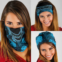 Blue Hawaii Kukui Nut Lei Neck Gaiter Hawaiian Pattern Monstera Tropical Vibes - Polynesian Pride