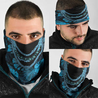 Blue Hawaii Kukui Nut Lei Neck Gaiter Hawaiian Pattern Monstera Tropical Vibes - Polynesian Pride
