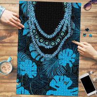 Blue Hawaii Kukui Nut Lei Puzzle Hawaiian Pattern Monstera Tropical Vibes - Polynesian Pride