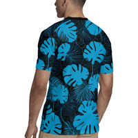 Blue Hawaii Kukui Nut Lei Rugby Jersey Hawaiian Pattern Monstera Tropical Vibes - Polynesian Pride