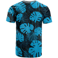 Blue Hawaii Kukui Nut Lei T Shirt Hawaiian Pattern Monstera Tropical Vibes - Polynesian Pride