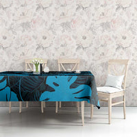 Blue Hawaii Kukui Nut Lei Tablecloth Hawaiian Pattern Monstera Tropical Vibes - Polynesian Pride