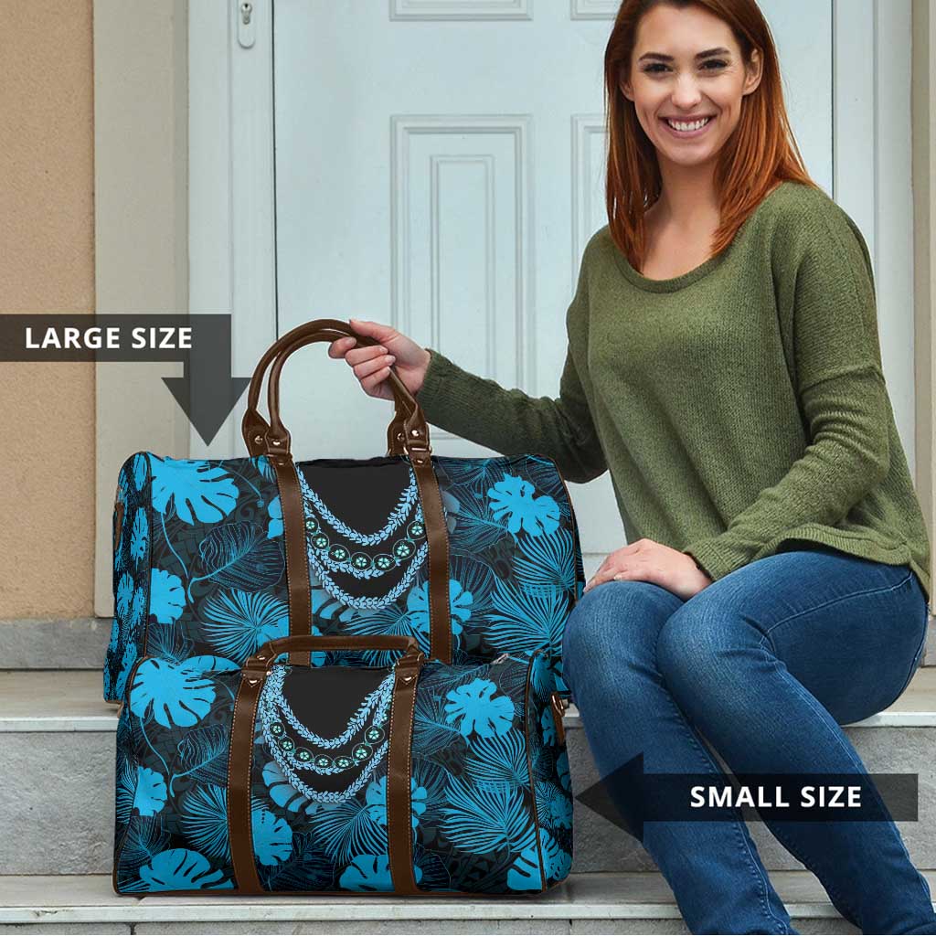 Blue Hawaii Kukui Nut Lei Travel Bag Hawaiian Pattern Monstera Tropical Vibes - Polynesian Pride