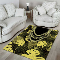 Yellow Hawaii Kukui Nut Lei Area Rug Hawaiian Pattern Monstera Tropical Vibes - Polynesian Pride