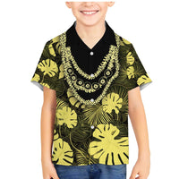 Yellow Hawaii Kukui Nut Lei Family Matching Mermaid Dress and Hawaiian Shirt Hawaiian Pattern Monstera Tropical Vibes - Polynesian Pride