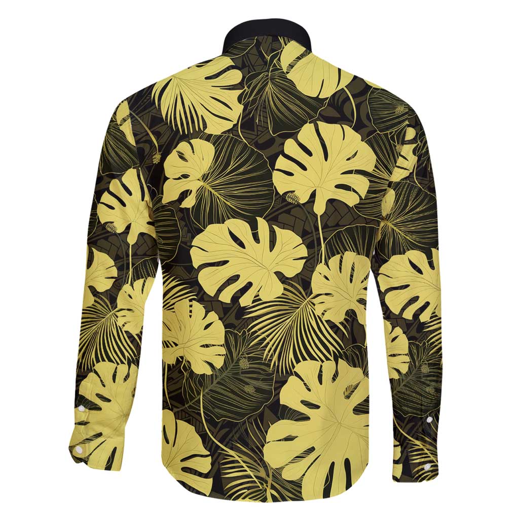 Yellow Hawaii Kukui Nut Lei Family Matching Off Shoulder Short Dress and Hawaiian Shirt Hawaiian Pattern Monstera Tropical Vibes - Polynesian Pride