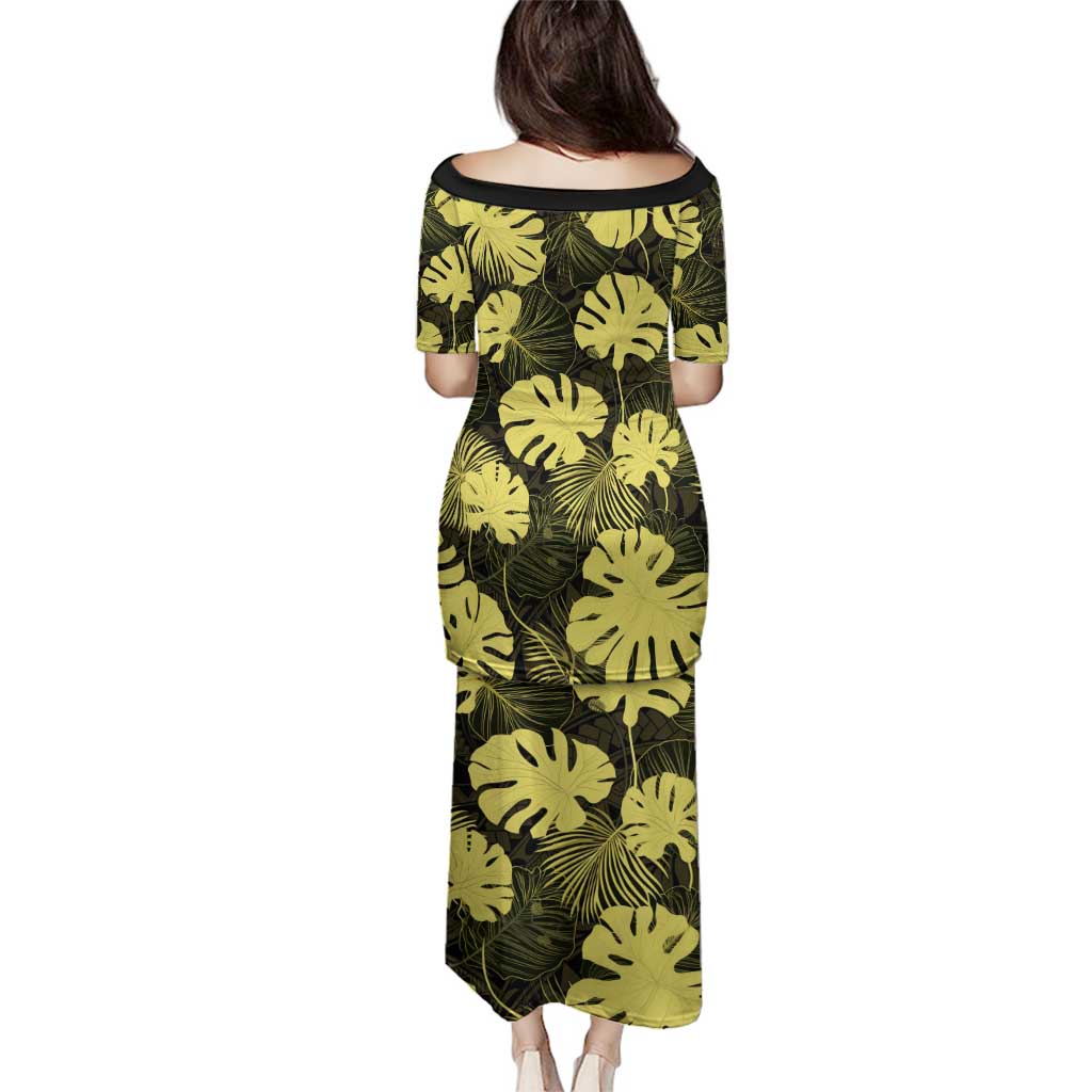 Yellow Hawaii Kukui Nut Lei Family Matching Puletasi and Hawaiian Shirt Hawaiian Pattern Monstera Tropical Vibes - Polynesian Pride