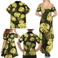 Yellow Hawaii Kukui Nut Lei Family Matching Summer Maxi Dress and Hawaiian Shirt Hawaiian Pattern Monstera Tropical Vibes - Polynesian Pride