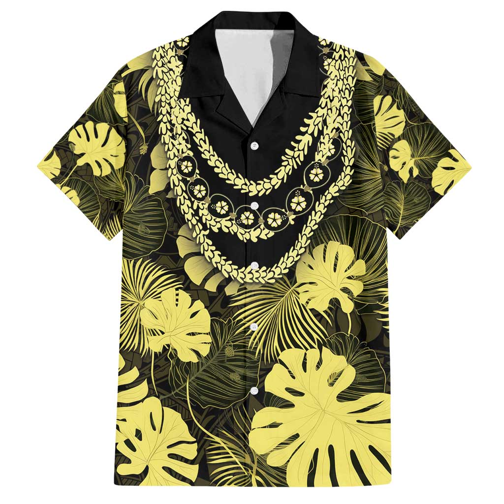 Yellow Hawaii Kukui Nut Lei Family Matching Tank Maxi Dress and Hawaiian Shirt Hawaiian Pattern Monstera Tropical Vibes - Polynesian Pride