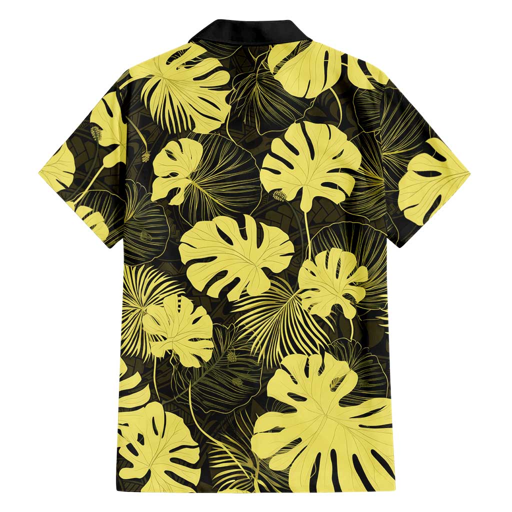 Yellow Hawaii Kukui Nut Lei Hawaiian Shirt Hawaiian Pattern Monstera Tropical Vibes - Polynesian Pride