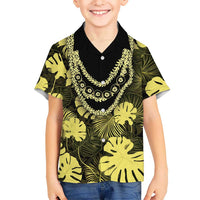 Yellow Hawaii Kukui Nut Lei Hawaiian Shirt Hawaiian Pattern Monstera Tropical Vibes - Polynesian Pride