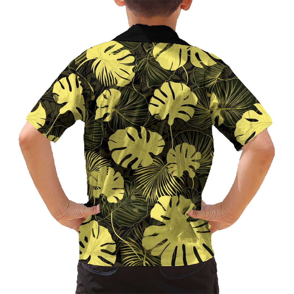 Yellow Hawaii Kukui Nut Lei Hawaiian Shirt Hawaiian Pattern Monstera Tropical Vibes - Polynesian Pride